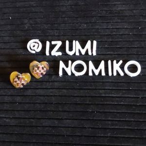 Tory Burch Tilsim Logo Heart Stud Earrings